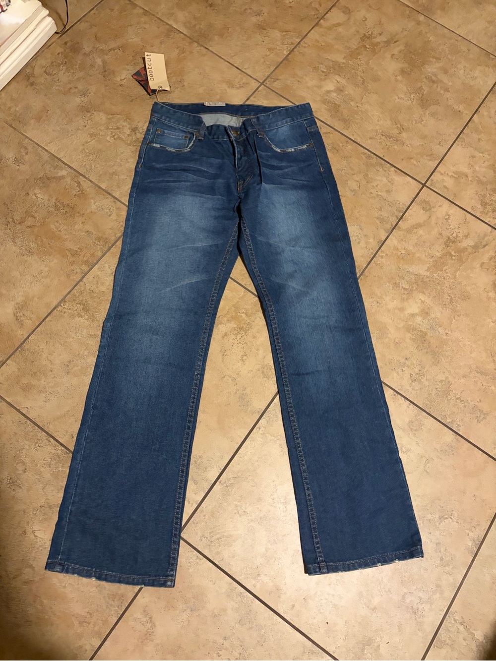 Rock by UK Men's Bootcut Jeans in Dark Blue Wash